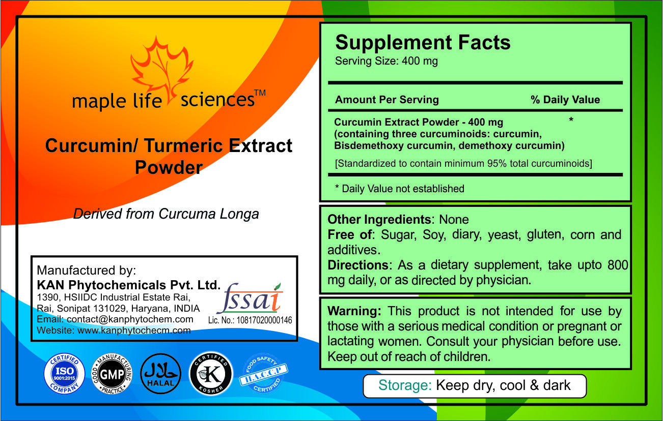 CURCUMIN 95% Turmeric Root (Curcuma Longa) Extract Pure & High Quality P.E.