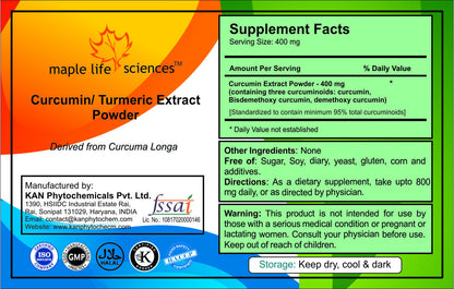 CURCUMIN 95% Turmeric Root (Curcuma Longa) Extract Pure & High Quality P.E.