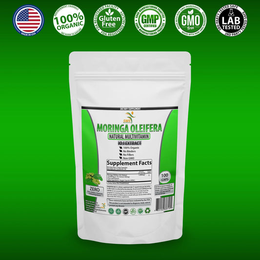 MORINGA OLEIFERA 100 CAPSULES ORGANIC MULTIVITAMIN 10,000MG HIGH POTENCY